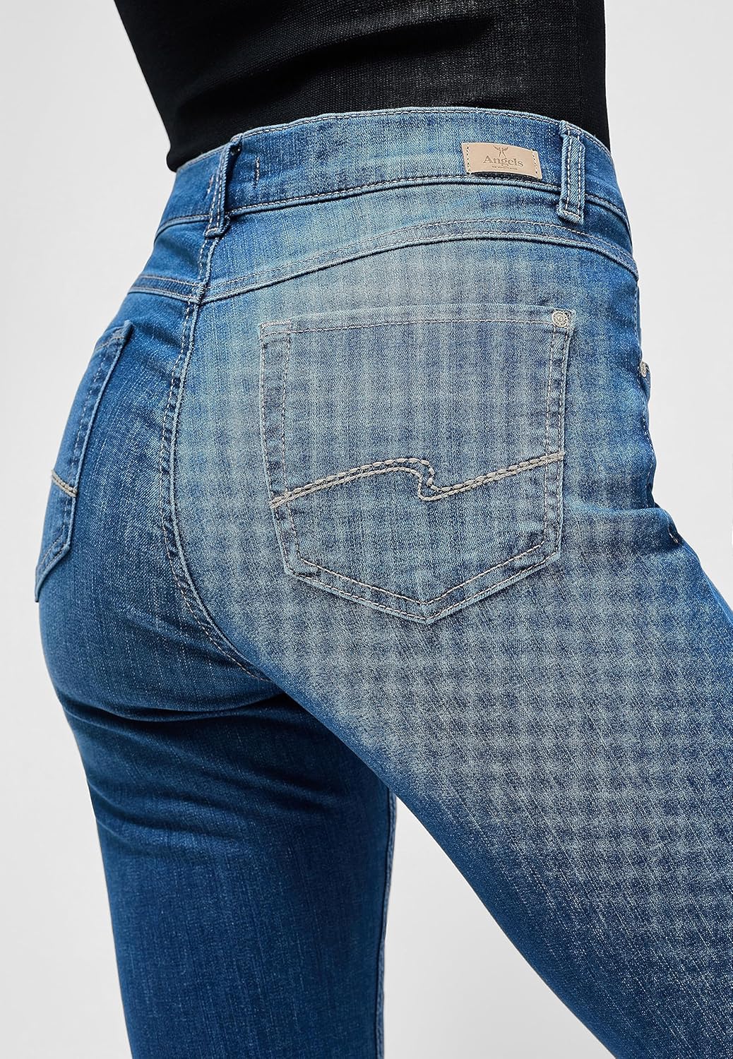 ANGELS Damen Jeans Hose Cici Stretchdenim Darkblue 42W / 32L Mittelblau., 42W / 32L Mittelblau.