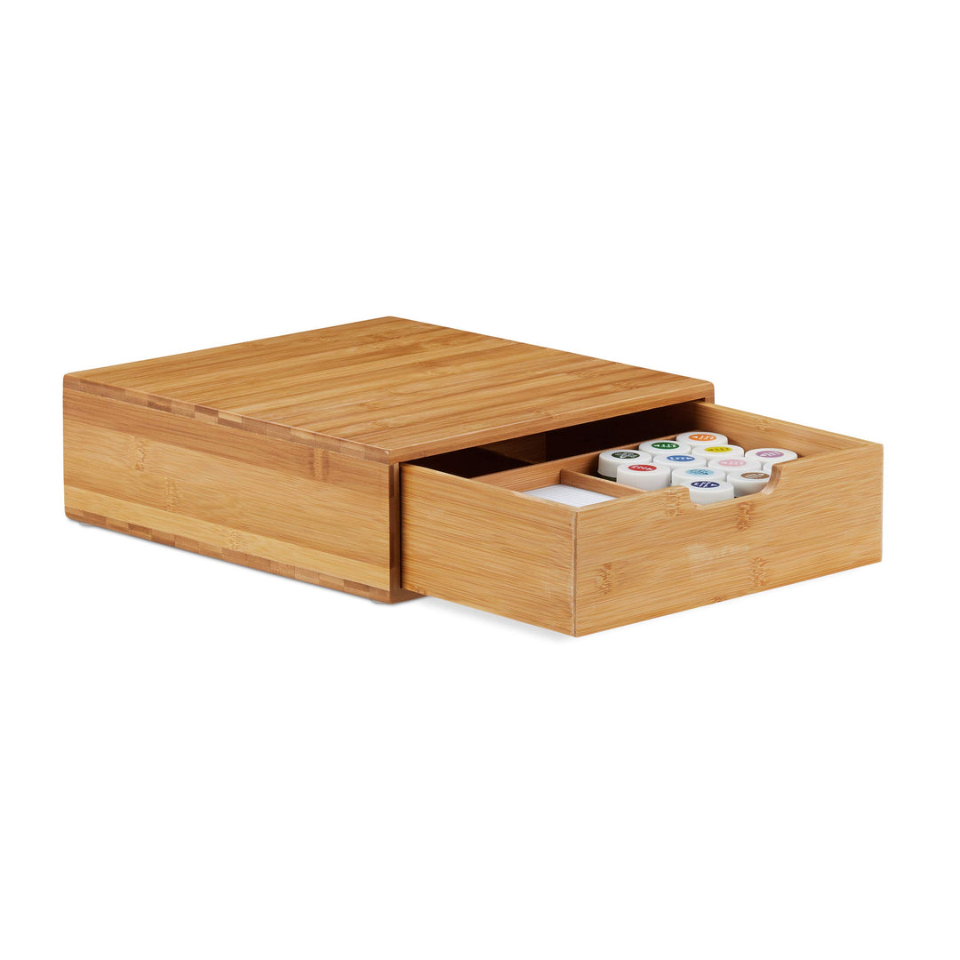 Relaxdays, Natur Schubladenbox Bambus, Schubladen Organizer, natürliche Optik, Tischorganizer Büro,