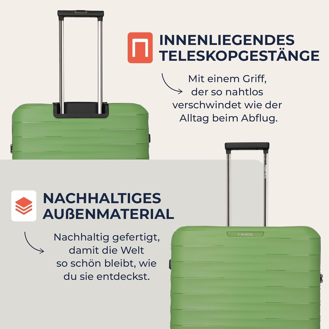 Travelite Koffer gross, MOOBY L, Kratzfeste Hartschale, mit recyceltem Material, 77 cm, 106 l, 3,7 k