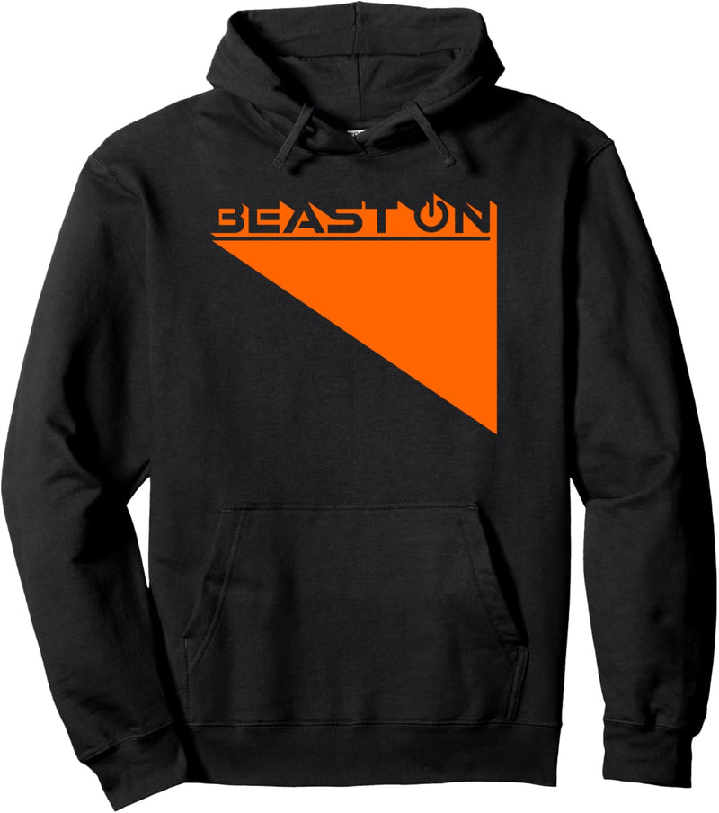 Beast ON Gym Fitness Workout Gym Training orange Schrift Pullover Hoodie