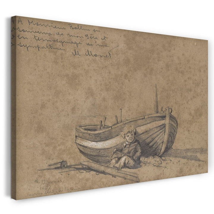 Leinwand (80x60cm): Claude Monet - Kind in einem Boot 80x60 cm, 80x60 cm