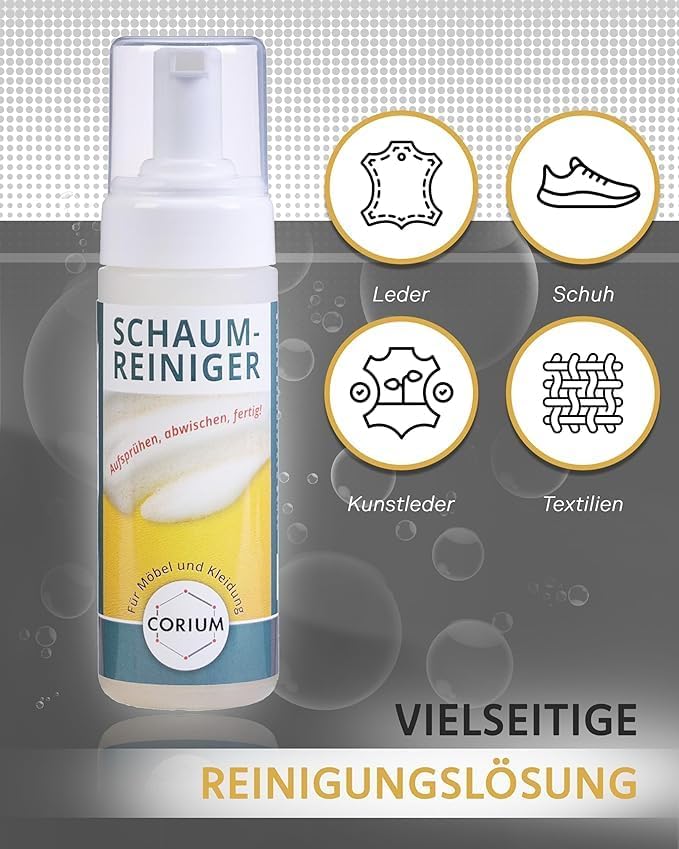 Corium | Effektiver Schaumreiniger für alle Textil- & Lederarten, einfache Reinigung ohne Wasser, Al