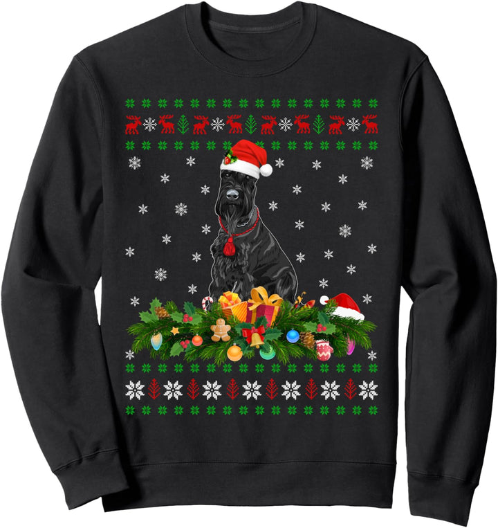 Familien-passende Weihnachtsbeleuchtung Hässlicher Schnauzer Weihnachten Sweatshirt