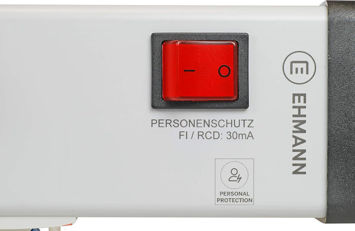 EHMANN 0221x00022301 Personenschutz-Steckdosenleiste 2-Fach mit integriertem FI-Schalter 30mA, 1,5 m