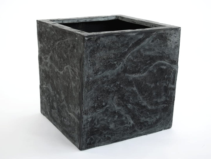 Eleganteinrichten Blumenkübel Fiberglas Stein-Optik quadratisch 30x30x30cm anthrazit grau.