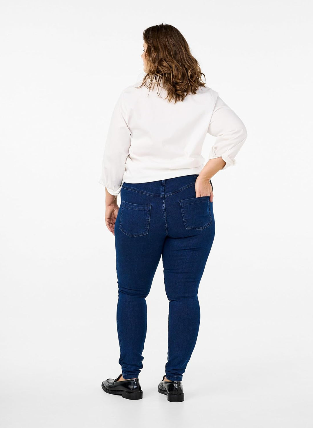 Zizzi Grosse Grössen Damen Super Slim Amy Jeans mit hoher Taille Gr 42-56 44W / 32L Dark Blue, 44W /