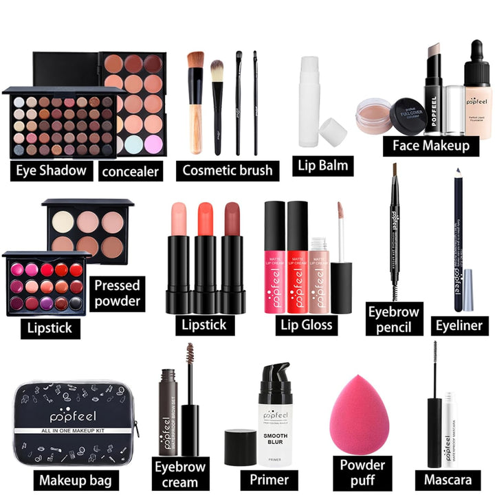 24St Schminkkasten Make-Up Set, Professionelles Kosmetische Schmink Set mit Lidschatten Lippengloss