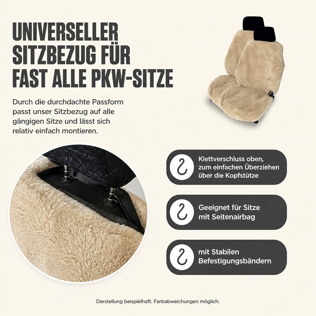 Leibersperger-Felle Autositzbezug/Autofell Premium aus hochwertigem Lammfell – 2 Stück – Universelle