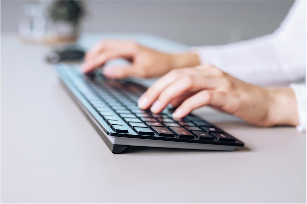 CHERRY KW 9100 Slim, kabellose Design-Tastatur, Französisches Layout (AZERTY), wahlweise Bluetooth®-