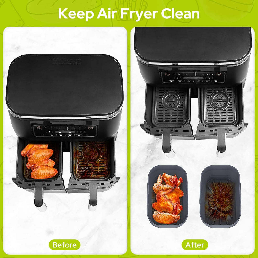 Alyvisun 4 Stück Airfryer Silikon Basket Wiederverwendbar Backform Air Fryer Silikonformen Rechtecki