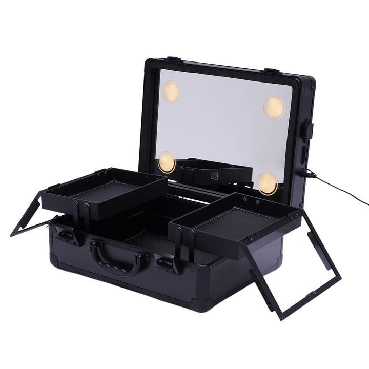 Schminkkoffer Verstellbare Schminktisch Make-up Koffer Kosmetik-Zug Tisch Lichter Pro-Schminkstation