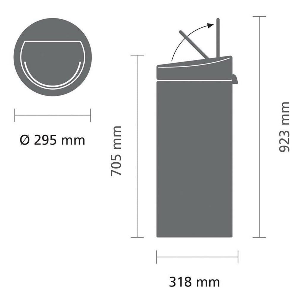 Brabantia 115363 Touch Bin New mit herausnehmbaren Kunststoffeinsatz, 30 L, Edelstahl, platinum, 32.