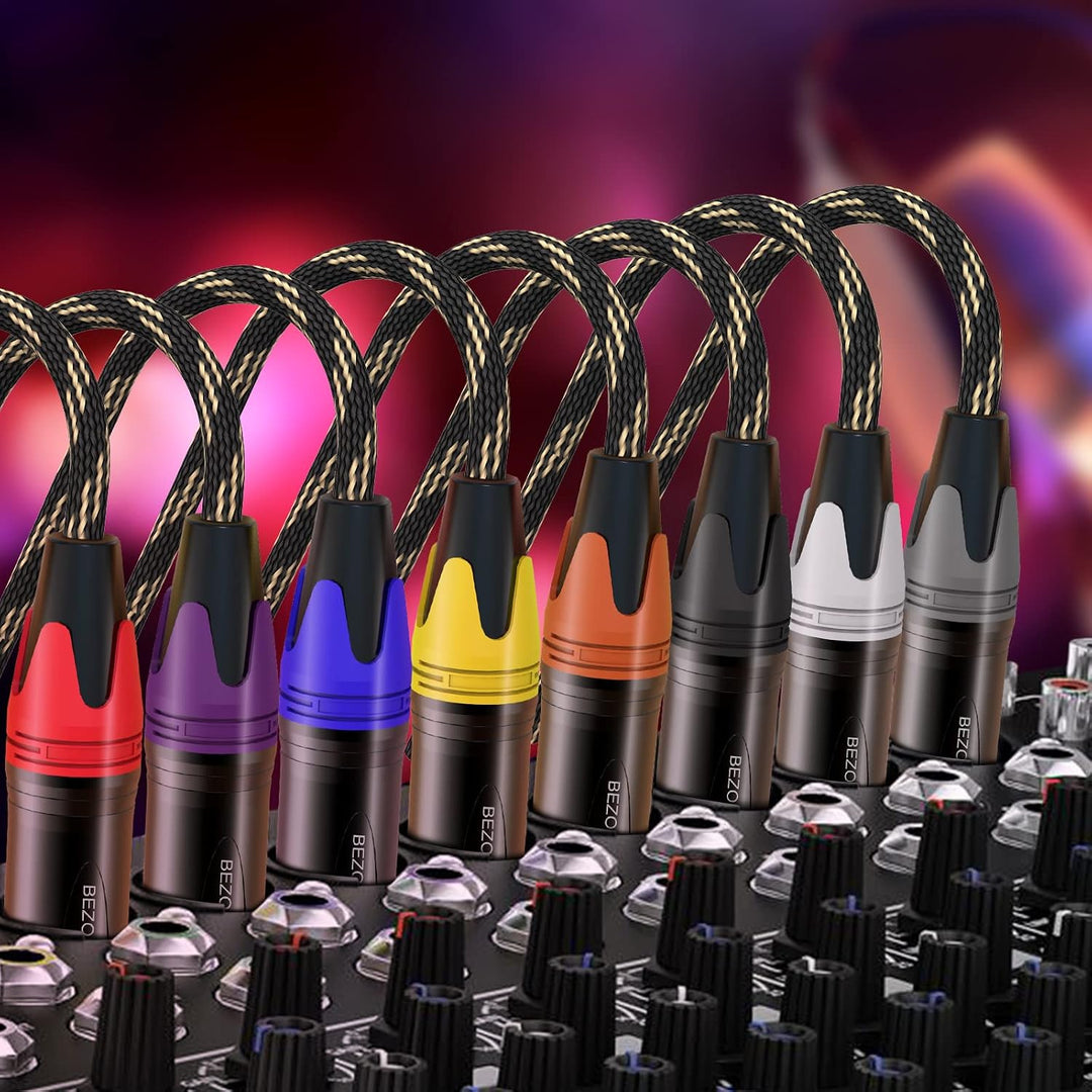 BEZOKABLE XLR-Mikrofonkabel, 1,8 m, Nylon, geflochten, kompatibel mit Mikrofonen, Mischpulten, Lauts