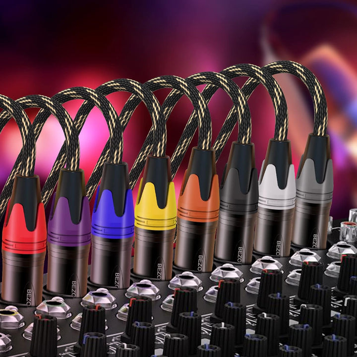 BEZOKABEL XLR-Kabel, kurze XLR-Kabel, 0,5 m, 6 Stück, Mikrofonkabel, Stecker auf Buchse, Nylon, gefl