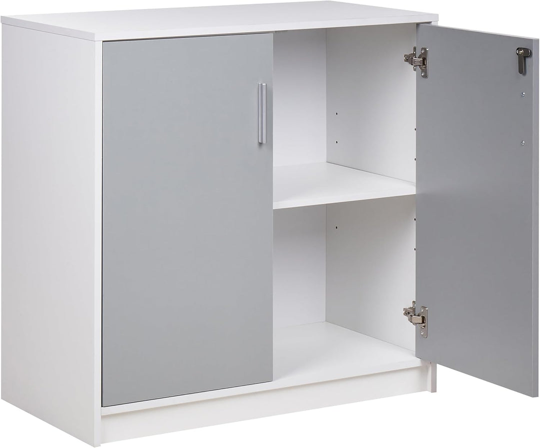 Büroschrank grau / weiss 80 x 80 x 40 cm abschliessbar für Wohnzimmer Büro Zehna