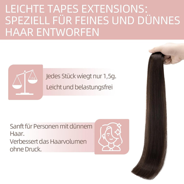 Silk-co Tape in Extensions Echthaar 20stk, leicht Version Tape Extensions Echthaar, Remy Haarextensi