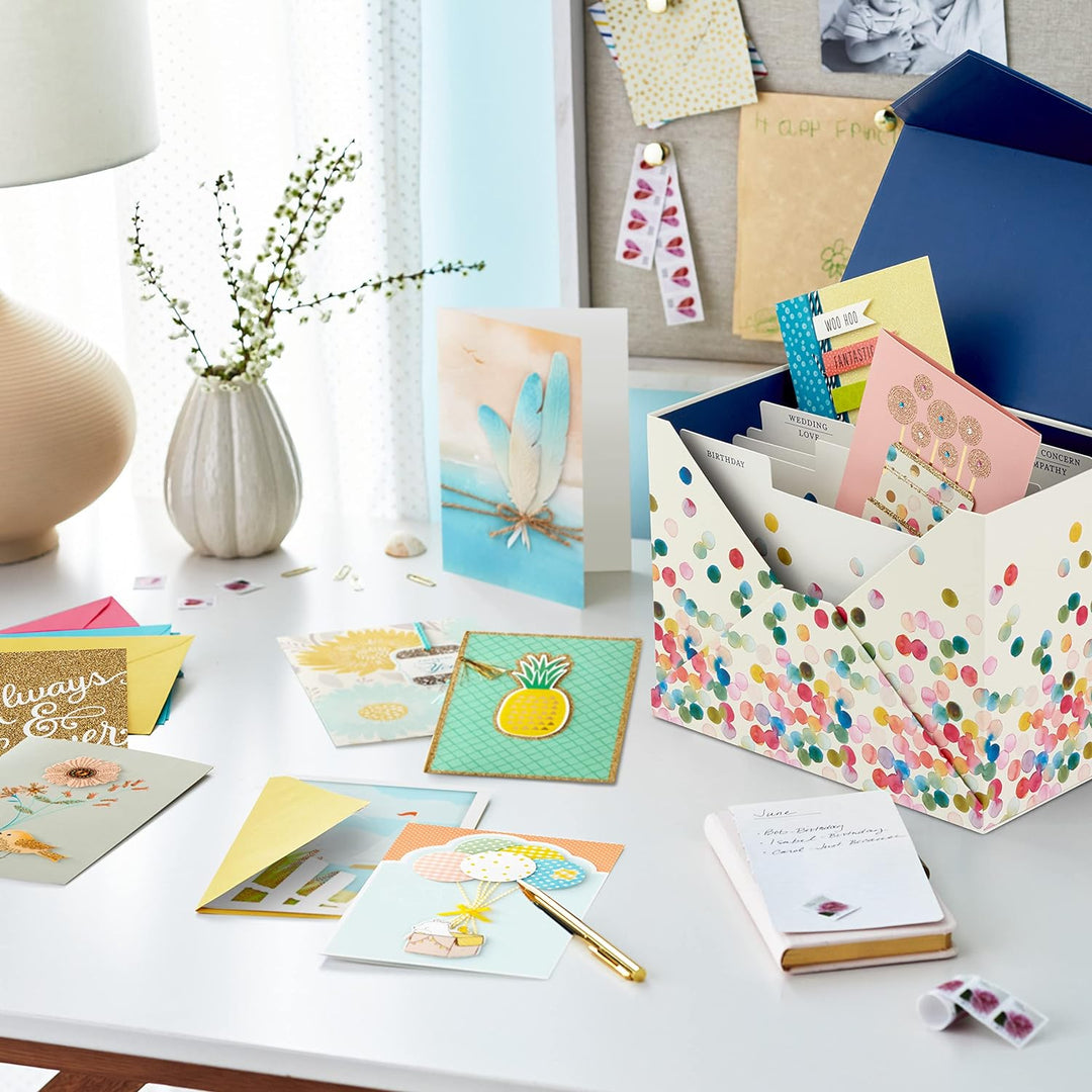Hallmark All Occasion Handgefertigtes Set mit verschiedenen Grusskarten mit Kartenorganizer (24 Stüc