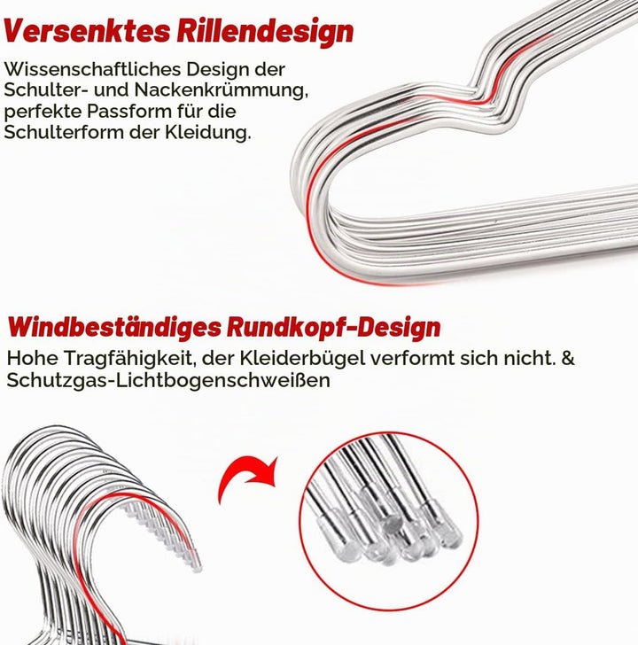 Puersit 30 Stück Kleiderbügel Metall, 42cm Kleiderbügel aus Edelstahl Kleiderbügel Platzsparende Bel
