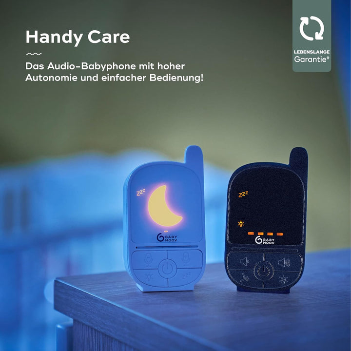 Babymoov Babyphone Handy Care - Sleep Technology, Nachtlicht, Gegensprechfunktion, 500m Reichweite