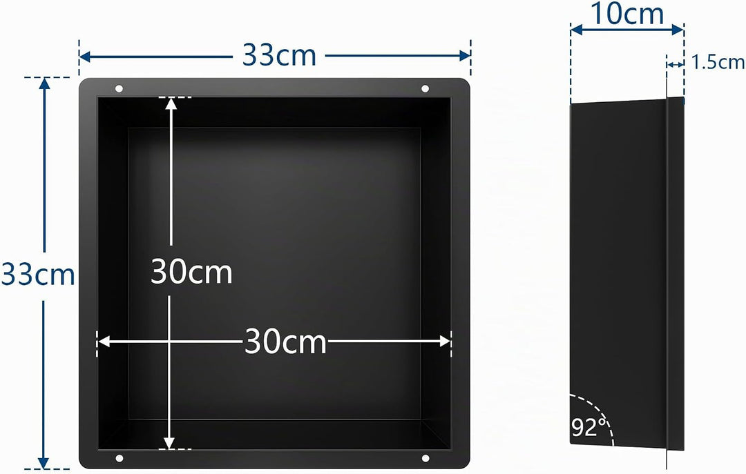 Neodrain Wandnische Dusche Edelstahl Randlos Einzelregal Lagerung Duschnische für Badezimmer 30 x 30