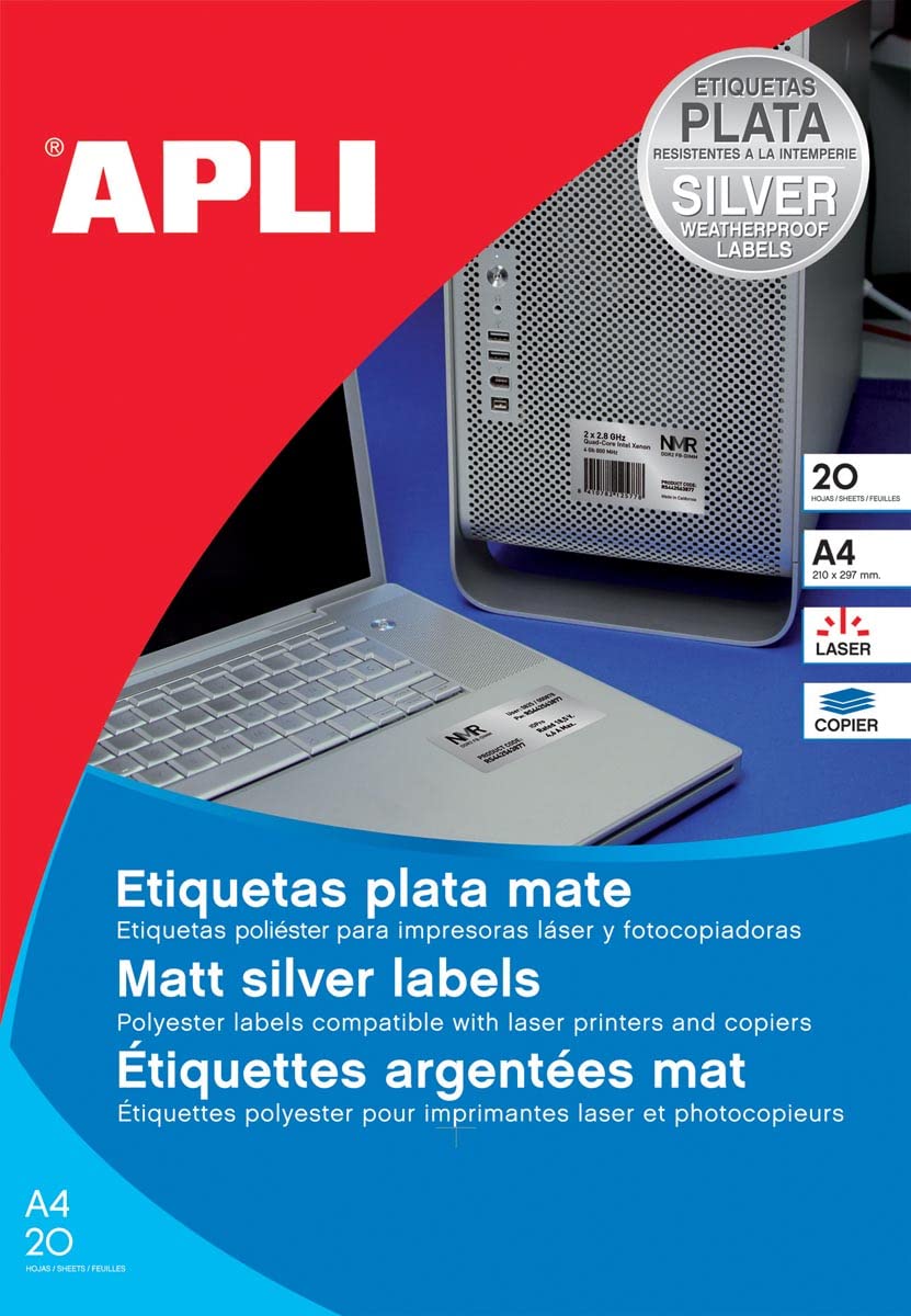 agipa 10071 Typenschild-Etiketten, 210 x 297 mm, silber