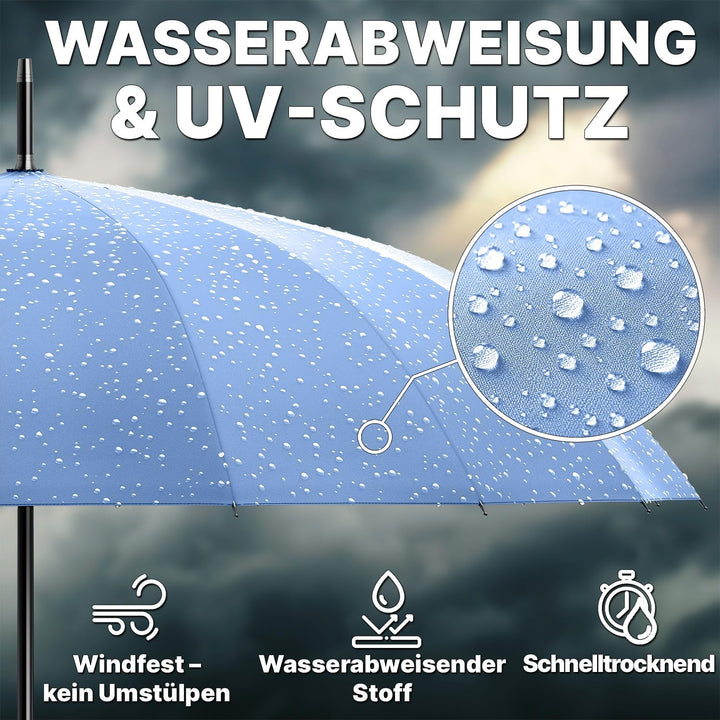 Royal Walk Regenschirm Gross Sturmfest Golf Schirm XXL Stabiler Stockschirm | Grosser Regenschirm fü