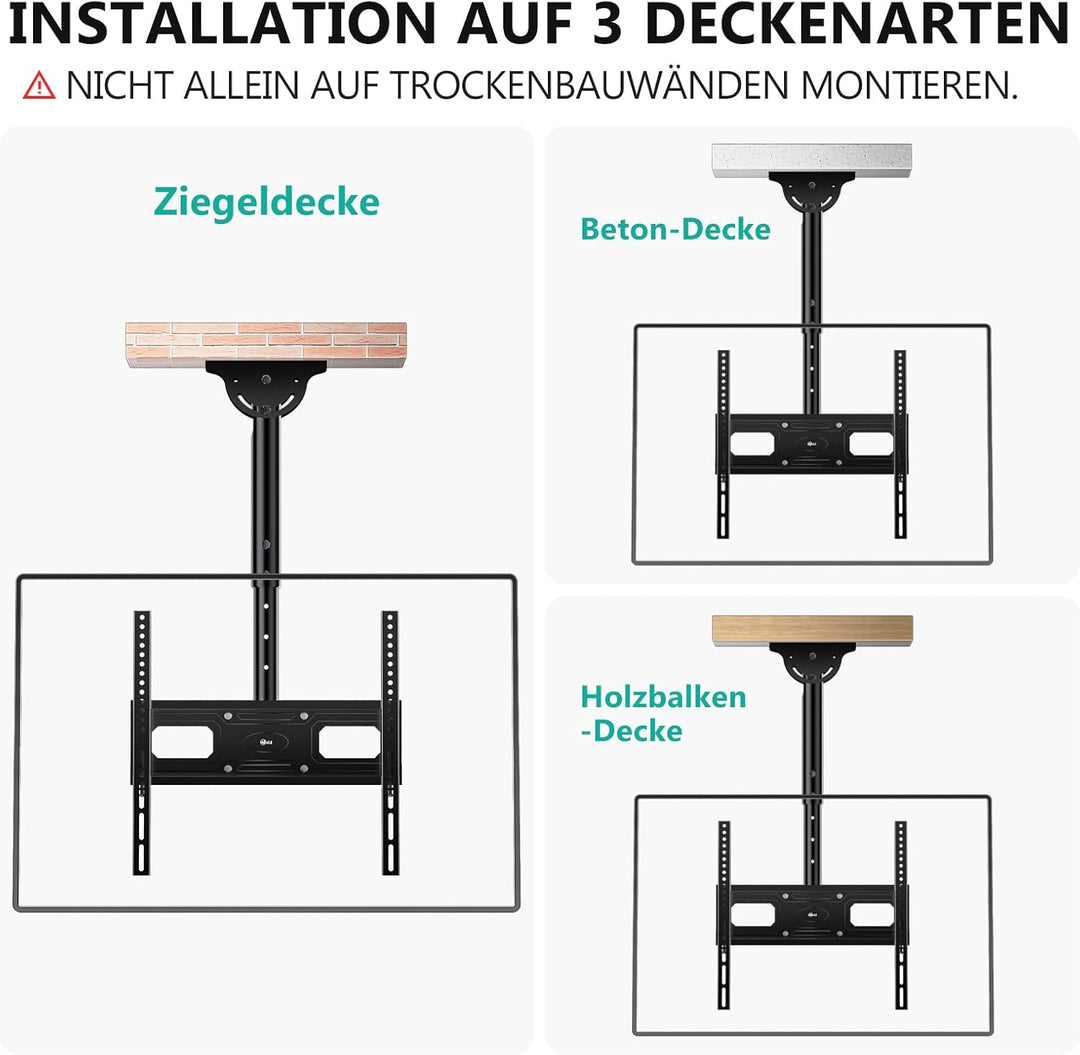 WALI TV-Deckenhalterung, voll beweglich, verstellbare TV-Halterung, passend für die meisten LED-, LC