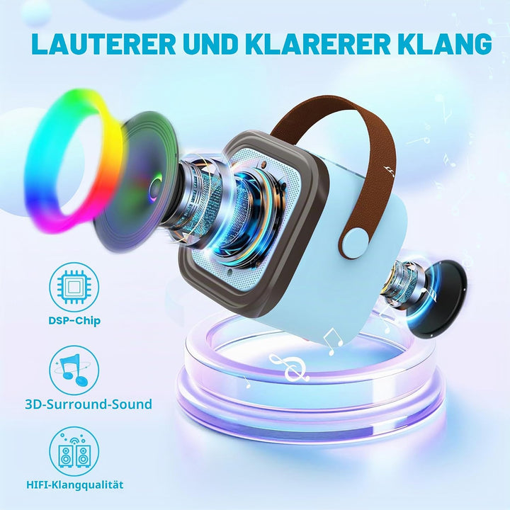 Karaoke-Maschine für Kinder Erwachsene, tragbare Kinder-Karaoke-Lautsprecher mit 2 drahtloses Mikrof
