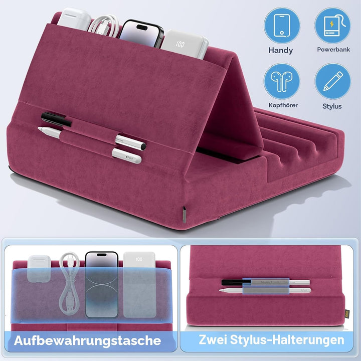 KDD Tablet Halter Kissen, Faltbarer Ipad Ständer für Schoss Bett Schreibtisch - Tablet Weicher Kisse