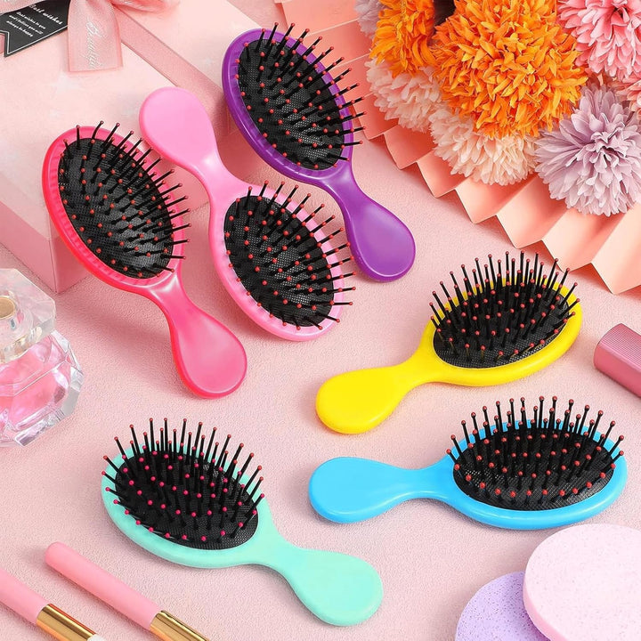 24 Stück Mini Haarbürste Set, Bunt Reise Haarbürsten Kinder Bürste mit Entwirrbürste & feiner Kamm,