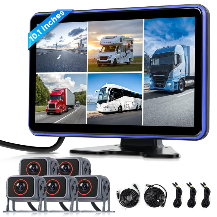 Digitale Wired Rückfahrkamera 5 Kamera kit mit 10.1 Zoll IPS Monitor mit 5M+15M Kabel, Rückfahrkamer