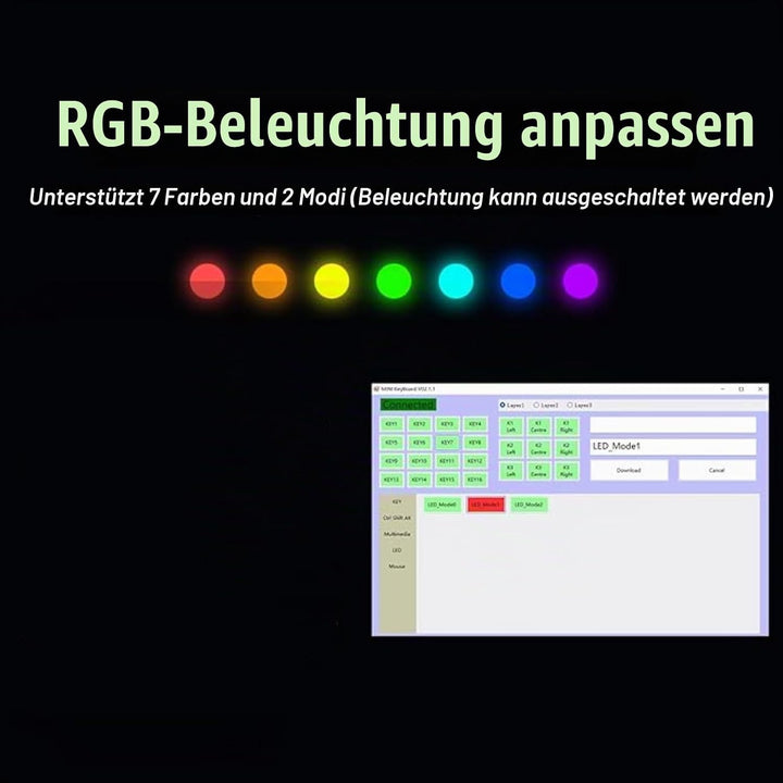 3 Tasten Mini Tastatur - Copy Paste Cut - Mechanische RGB Gaming Tastatur, Programmierbar, Makro, Be
