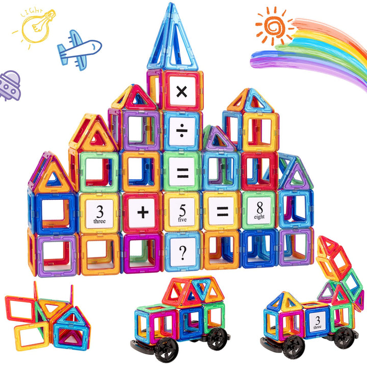 aaczly Magnetische Bausteine 74 Teile Magnet Spielzeug Kinder Montessori Spielzeug Magnetbausteine f