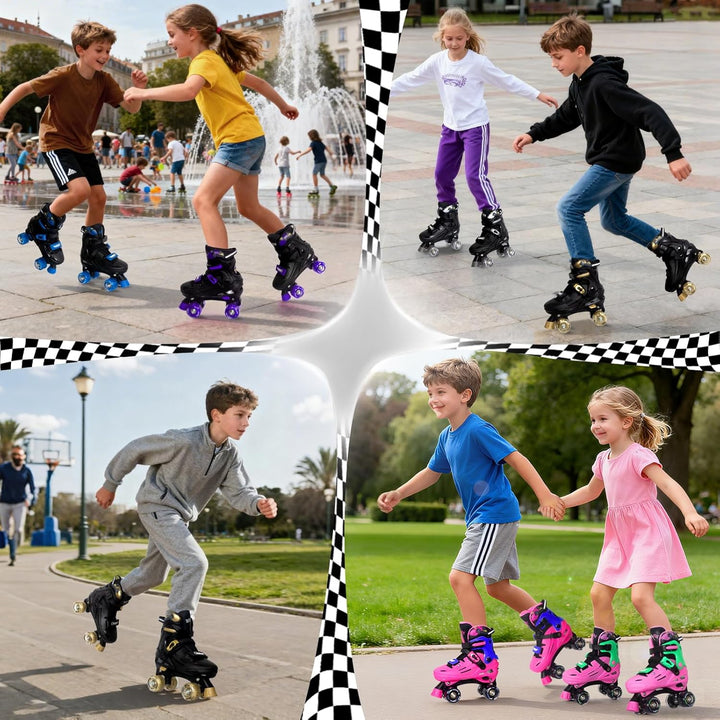 Nattork Rollschuhe Kinder, Verstellbare Rollschuhe für Kinder Jungen Mädchen, 4 Grössen Verstellbar