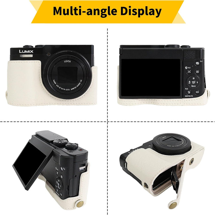 Rieibi TZ99 Kameratasche, PU Leder Kameratasche für Panasonic Lumix DC-TZ99 Digitalkamera, abnehmbar