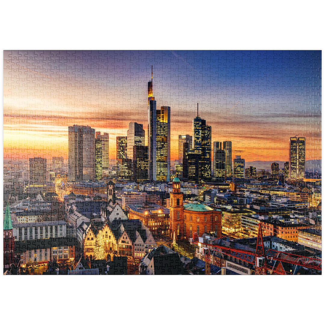 Frankfurt am Main bei Nacht, Deutschland - Premium 1000 Teile Puzzle - MyPuzzle Sonderkollektion von