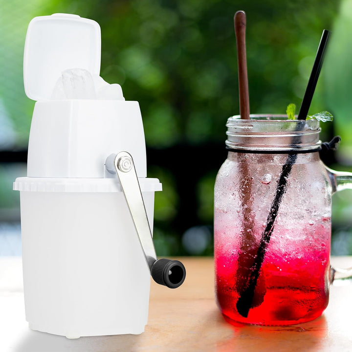 Relaxdays Eiscrusher, manuelle Eismühle, mit Handkurbel, Barzubehör, Crushed Ice für Cocktails, Long