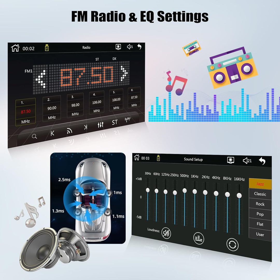 CAMECHO 1 Din Autoradio 6.9 Zoll Wireless Carplay HD IPS Touchscreen Radio Bluetooth mit Android Aut