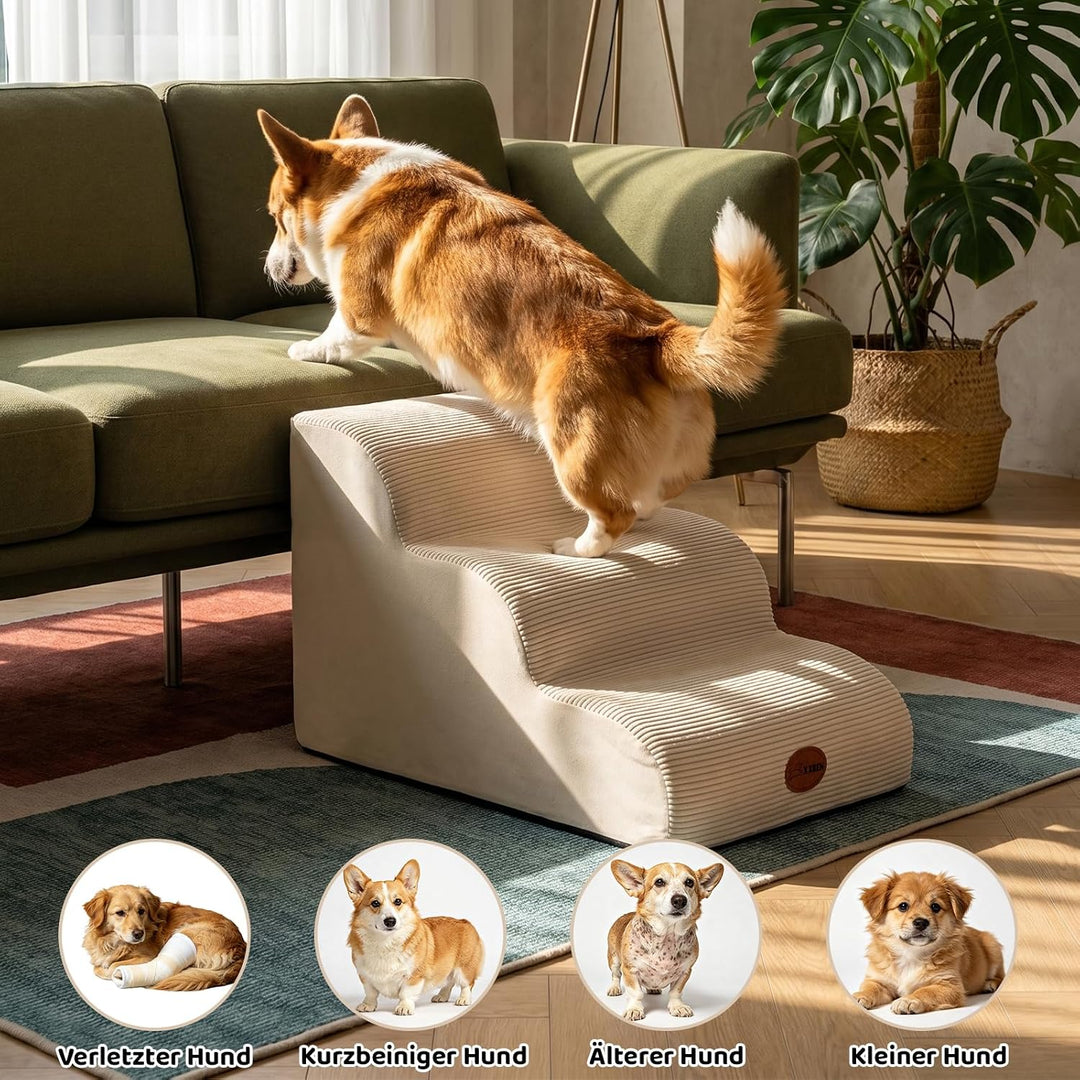 Hundetreppe für Kleine, ältere & Verletzte Hunde und Katzen, Haustiertreppe | 33D Hochdichter Schaum