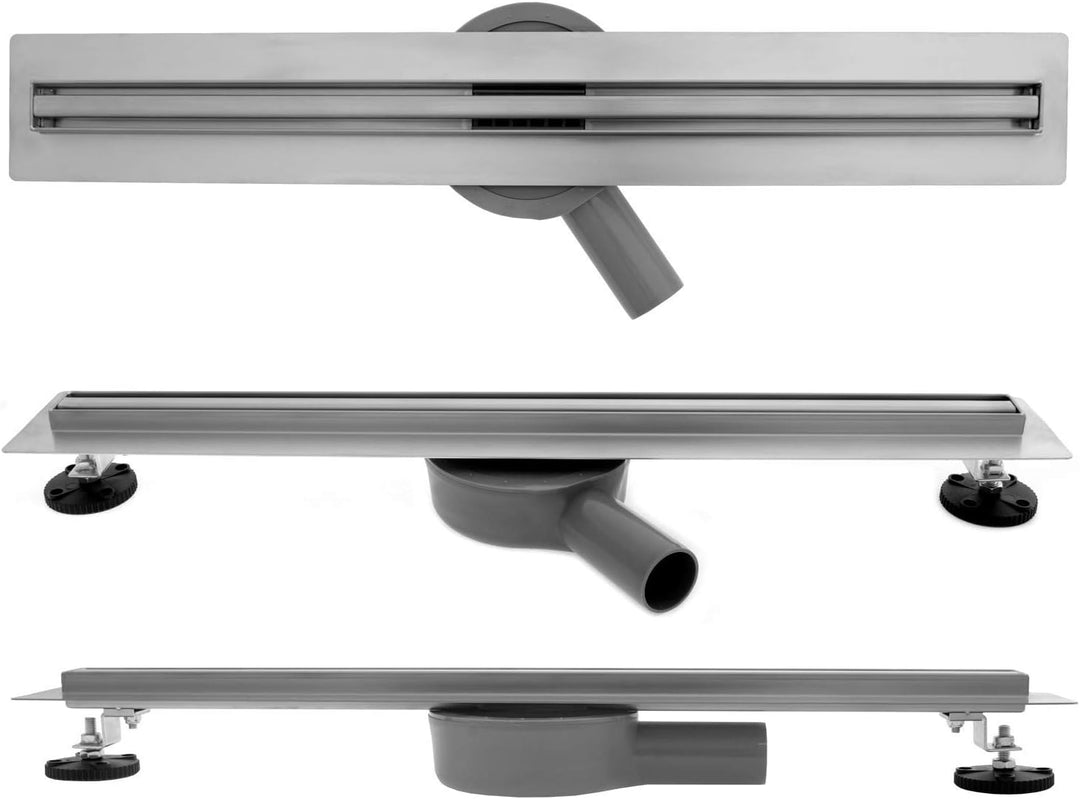 VBChome Duschrinne 60 cm ULTRA SLIM FLACH sehr edelstahl Bodenablauf Siphon mit Geruchsstop Grössen