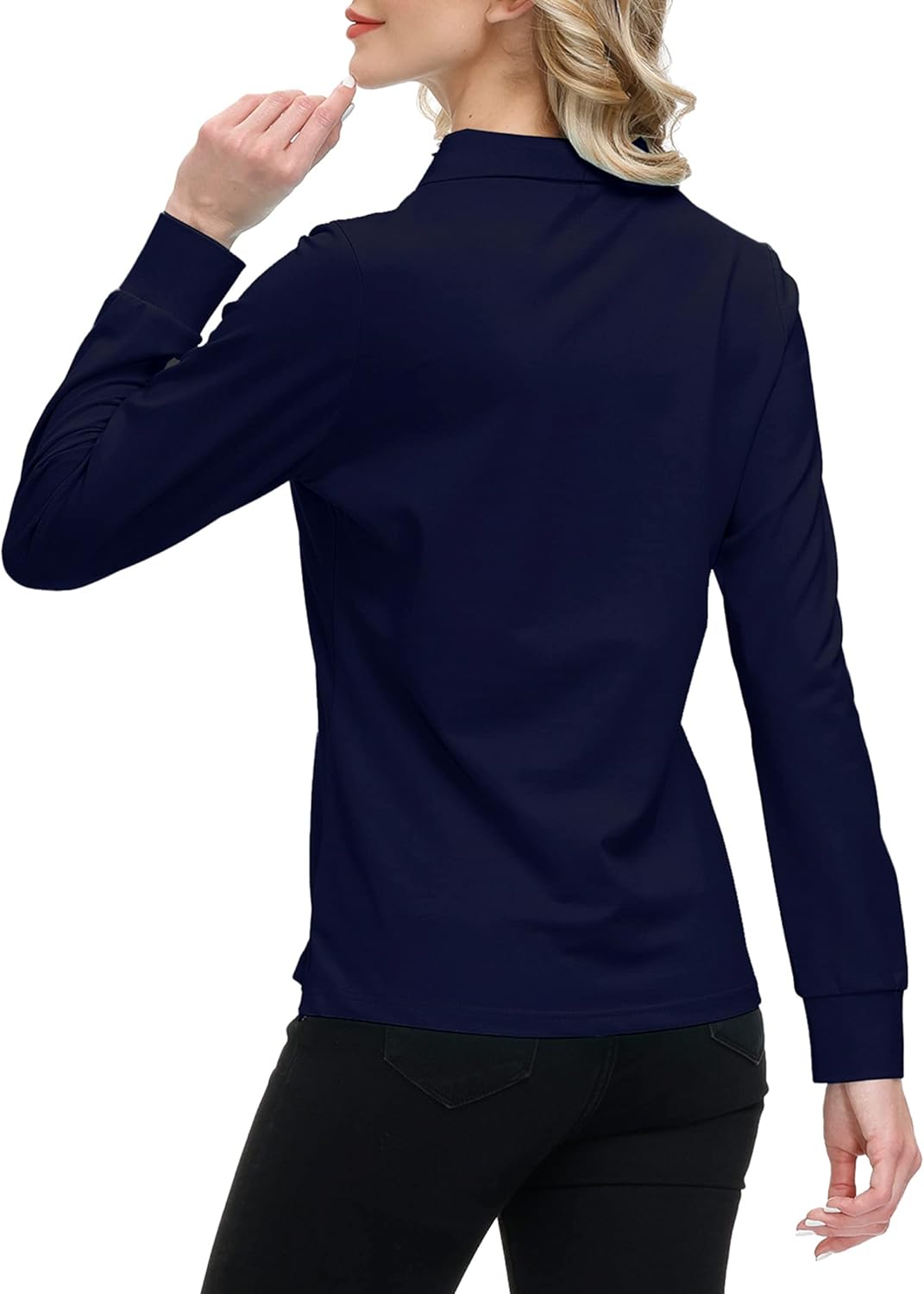MoFiz Damen Poloshirt Langarm Baumwolle Polohemd Sport Polo Wintershirts mit Reissverschluss Kragen