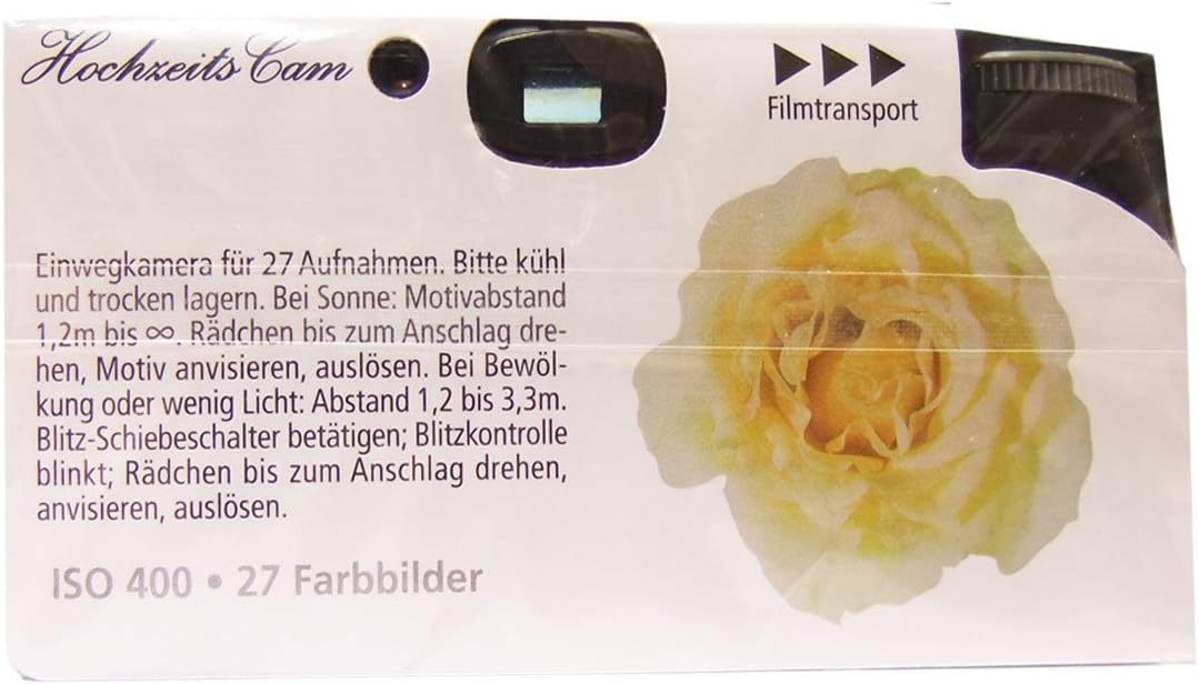5 x 1A Photo PORST Hochzeitskamera/Einwegkamera gelbe Hochzeitsrose (deutsche Bedienungsanleitung, m