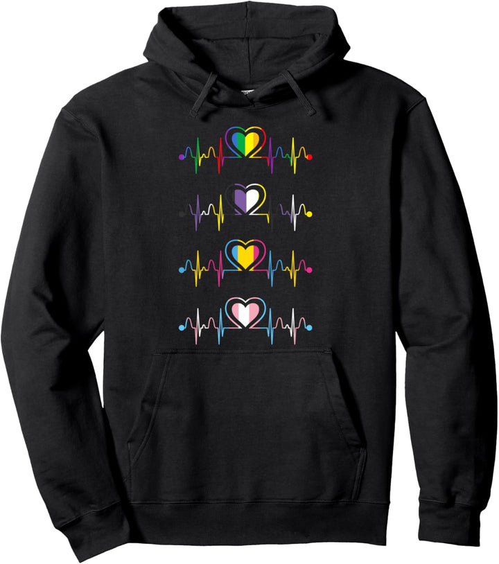 Pansexuell Transsexuell Queer Nicht Binär Herzschlag LGBT Pullover Hoodie