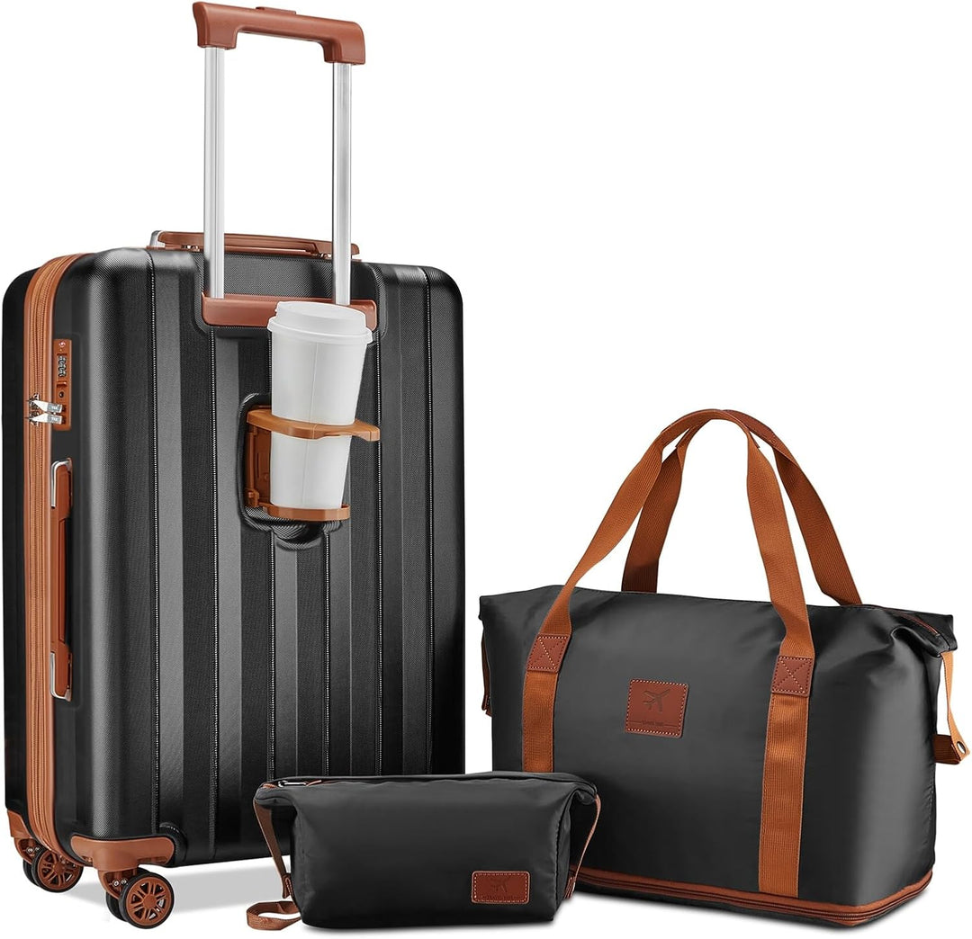 Joyway Koffer Mittelgross Kofferset, Hartschalen Reisekoffer mit Getränkehalter, 4 Rollen TSA-Schlos