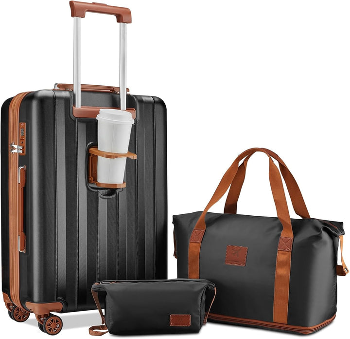 Joyway Koffer Mittelgross Kofferset, Hartschalen Reisekoffer mit Getränkehalter, 4 Rollen TSA-Schlos