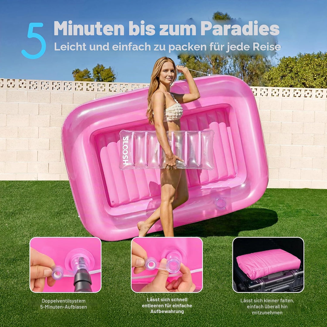 Sloosh 70" x 46"/1.78m*1.16m aufblasbarer Sonnenpool, Luftmatratzte Pool, Sonnenbad mit abnehmbarem