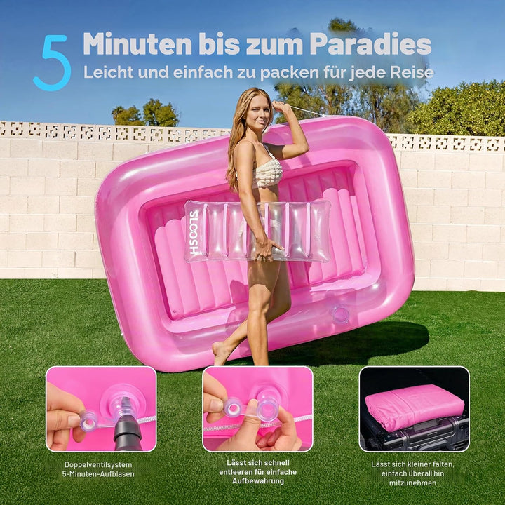 Sloosh 70" x 46"/1.78m*1.16m aufblasbarer Sonnenpool, Luftmatratzte Pool, Sonnenbad mit abnehmbarem