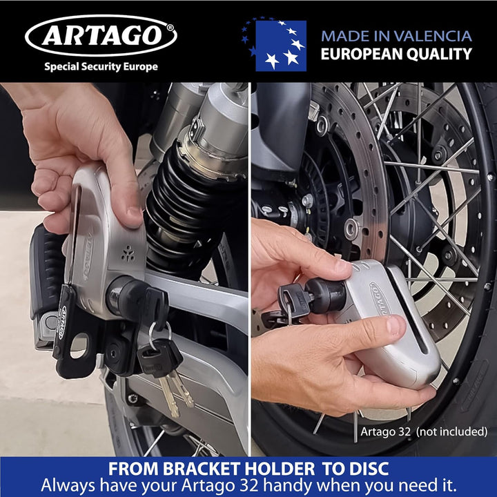 ARTAGO K200 Universal Halterung für Motorrad Diebstahlsicherung 32, zur Befestigung an V-Schienen de