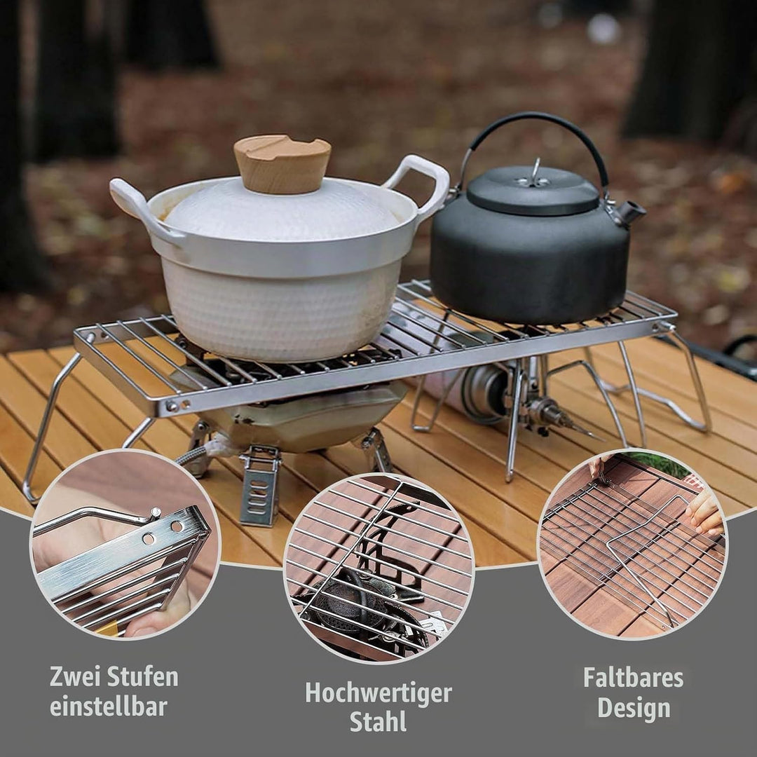 Outdoor Grillrost,Tragbarer Lagerfeuergrill,Edelstahl Klappbarer Grillgitter,Faltbarer Lagerfeuer Gr
