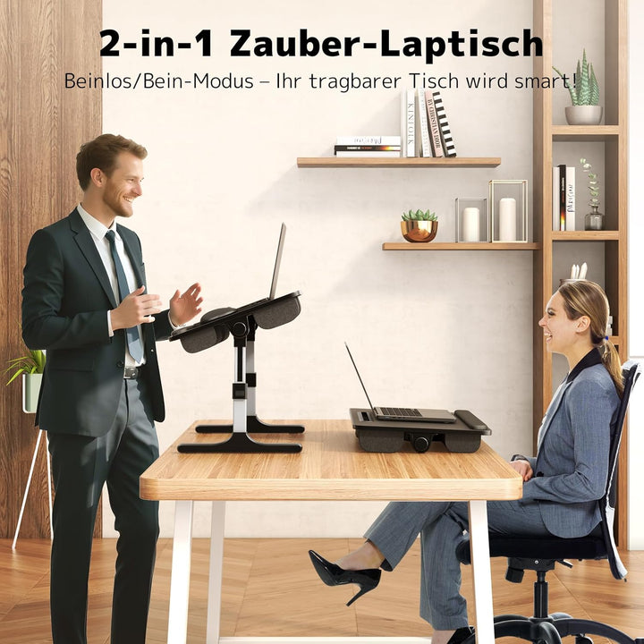 PUTORSEN Laptoptisch fürs Bett - Höhenverstellbar und Winkelverstellbar, 2-in-1 Laptopkissen Klappba